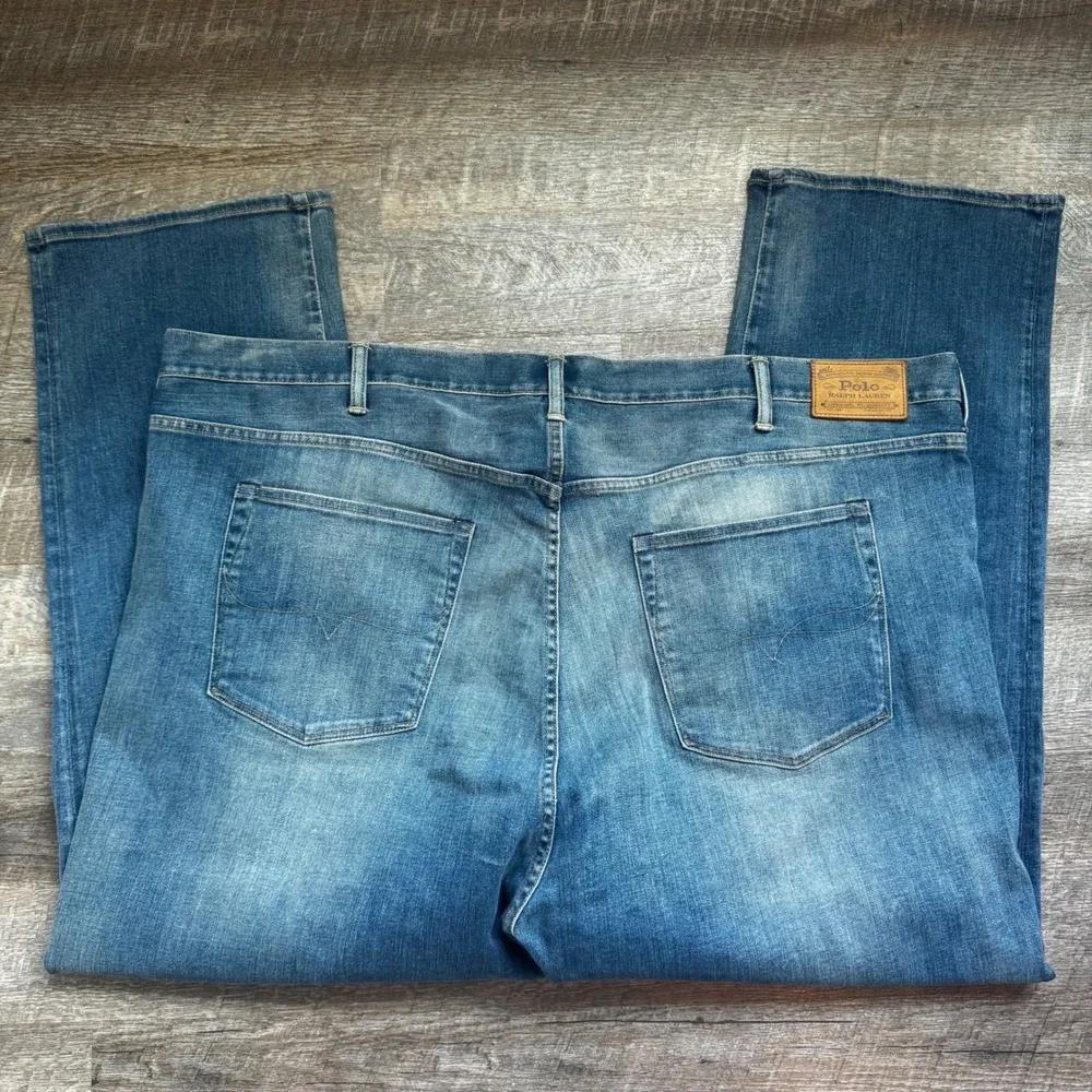 Polo Ralph Lauren Hampton Relaxed Straight Jeans 50B/30 Blue Stretch Denim